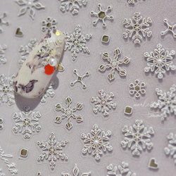 Bronzing Jelly Laser Snowflake Christmas Hot 5D Soft Embossed Relief Self Adhesive Nail Art Decoration Sticker 3D Manicure Decal (ONLINE ORDER ONLY)