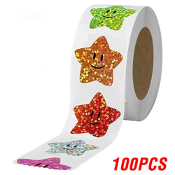 100-500pcs Glitter Star Stickers for Kids School Teacher Reward Sticker Party Decor Small Business Label Scrapbooking Stickers (Online Order Only)