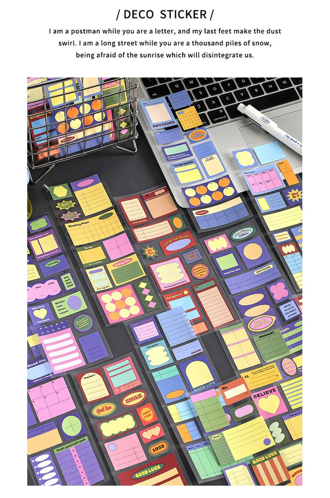 6pcs/lot Inspiration Records Series Writable Sticker Diary Scrapbooking Collage Sticky Note Decoration Sticker Kawaii Stationery (Online Order Only)