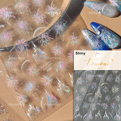 Colorful Fireworks Blooming Castle Romantic Brilliant Sky Self Adhesive Nail Art Stickers Star Shiny Rhinestone Manicure Decals (Online Order Only)