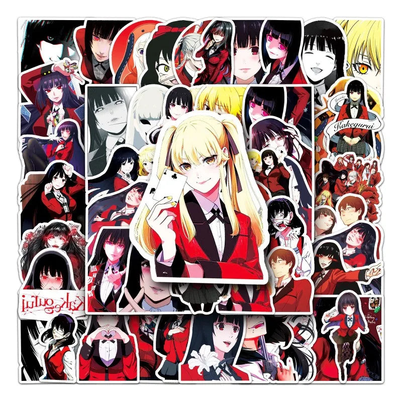 50pcs Kakegurui Cartoon Stickers for Laptop, Phone, Water Bottle, Scooter, Suitcase, Stationery, Refrigerator (Online Order Only)