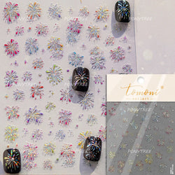 Colorful Fireworks Blooming Castle Romantic Brilliant Sky Self Adhesive Nail Art Stickers Star Shiny Rhinestone Manicure Decals (Online Order Only)