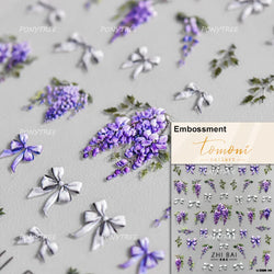 Wild Flower Oil Painting Small Variegated Daisy Peach Blossom Lavender Spring Petal Adhesive Nail Art Stickers Manicure Decals (Online Order Only)