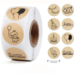 100-500Pcs Round Happy Birthday Sticker For Creativity Cute Stationery Labels Various Sticker Child For Scrapbooking (ONLINE ORDER ONLY)