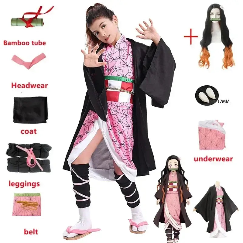 Nezuko Kamado Cosplay Costume: Adult Demon Slayer Kimono Set (ONLINE ORDER ONLY)