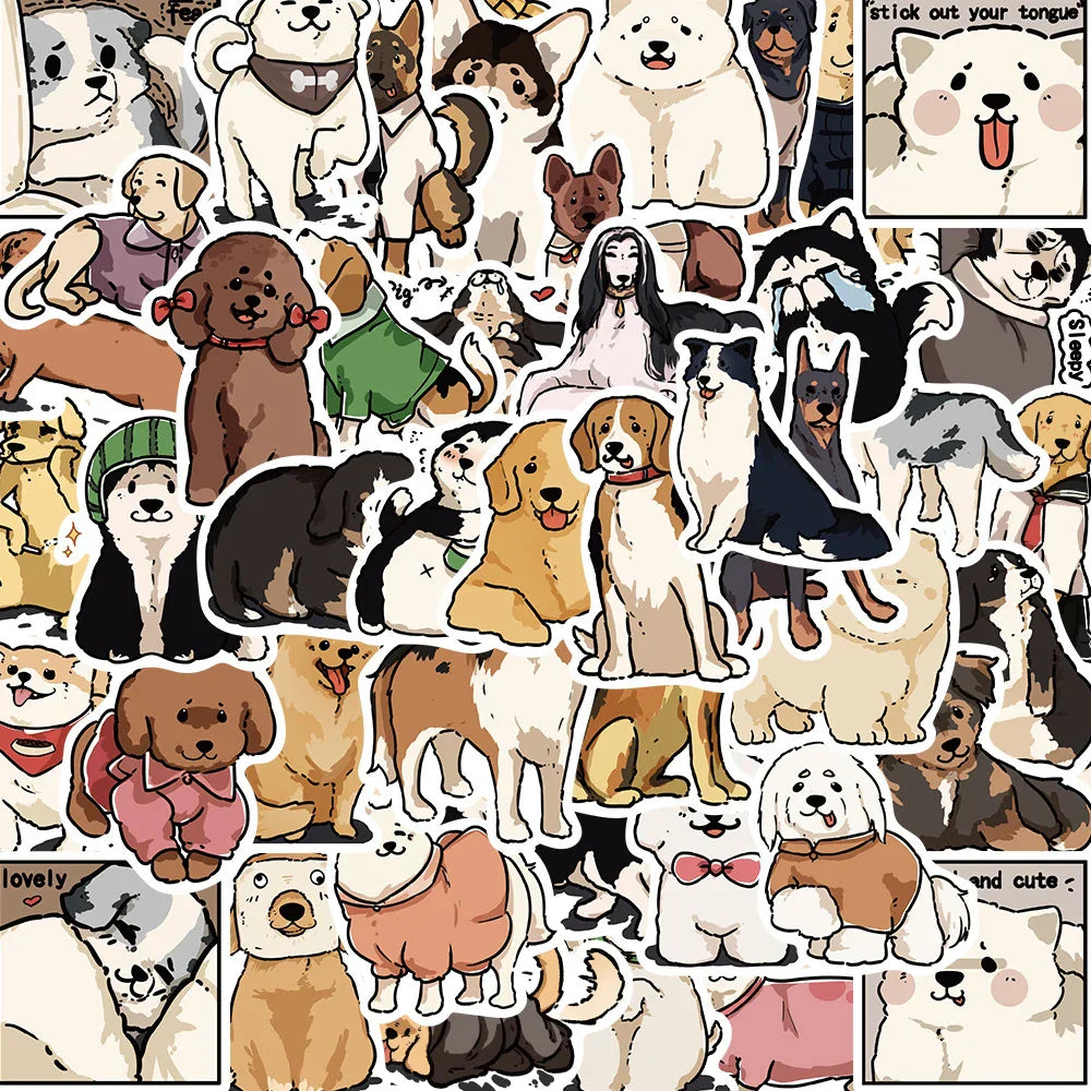 Cute Dog Cartoon Stickers for Kids - Laptop, Phone, Suitcase, Scrapbook, Car Decoration (10/30/50pcs) (ONLINE ORDER ONLY)