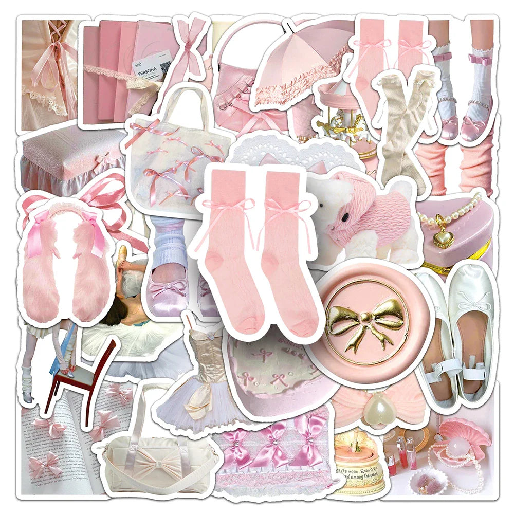 Ballet Pink Stickers Cute Cartoon Decals DIY Scrapbook Phone Car Fridge 10/30/50pcs (Online Order Only)