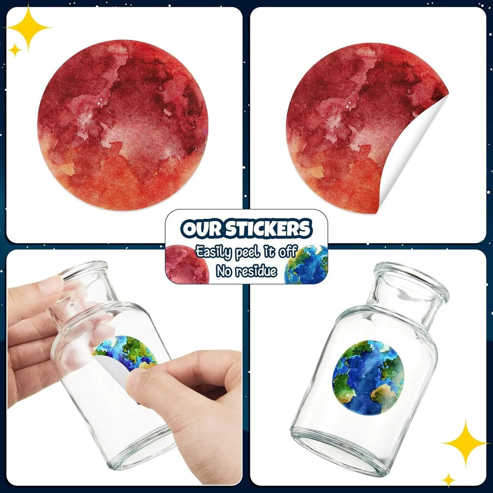 500Pcs /1 Rolls 2.5cm/1inch Cartoon Starry Sky Planet Circle Sticker Decoration Gift Box Sticker Label Stationery Sticker (ONLINE ORDER ONLY)