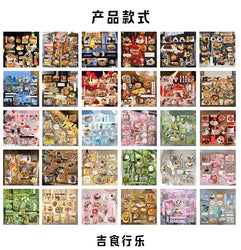 30 Pages Cute Retro Food Die-cut Sticker Book Y2K Sticker Journal Handbook Scrapbooking Kawaii Decoration Sticker Kids Gift (ONLINE ORDER ONLY)