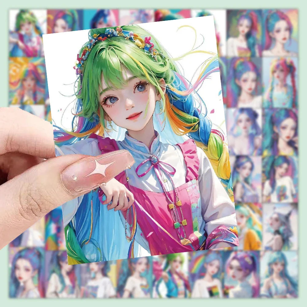 50pcs Rainbow Girl Graffiti Stickers for Room Decoration (Online Order Only)