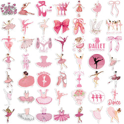 50pcs Cute Pink Ballet Dance Girls Stickers DIY Decoration For Laptop Notebook Suitcase Laptop Phone Sticker Toy Art Decals ﻿ (ONLINE ORDER ONLY)