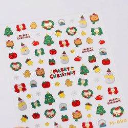 Snowman Apple Stars Gift Bell Snowflake Christmas Tree 3D Jelly Self Adhesive Nail Art Stickers Santa Claus Xmas Manicure Decals (ONLINE ORDER ONLY)