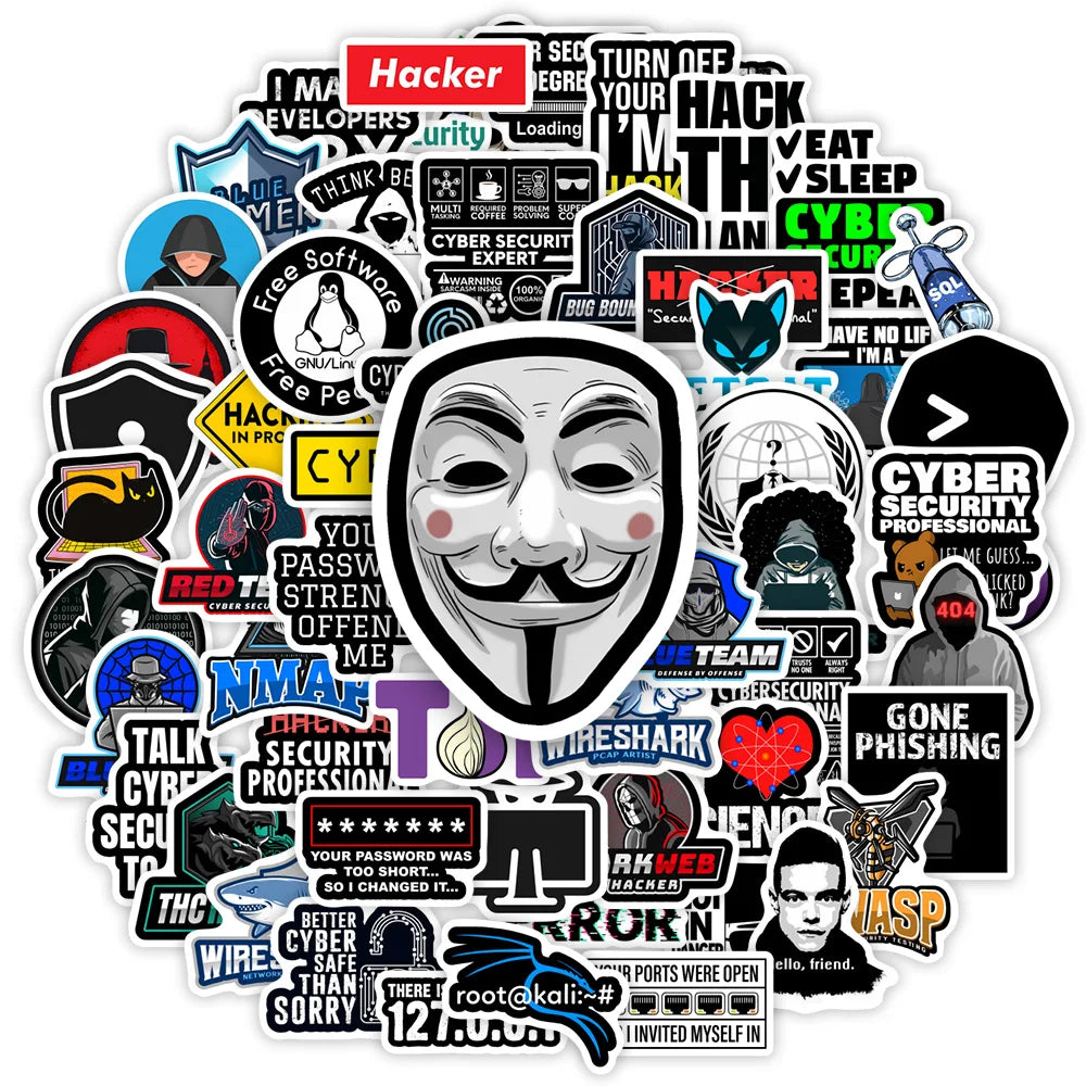 Cybersecurity Hackers Network Security Stickers DIY Gift Decal for Laptop Phone Scrapbook Luggage Decorative Bottles Waterproof (Online Order Only)