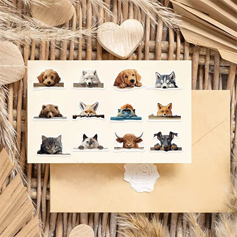 10/30/60PCS Kawaii Lay Dog PVC Sticker Aesthetic Chidlren's Korean Stationery Decoration Scrapbooking School Supplies for Kids (ONLINE ORDER ONLY)