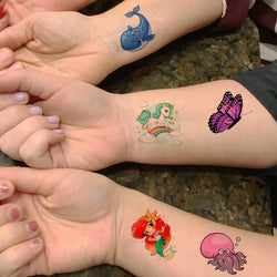 50 PCS Animals Temporary Tattoos For Women Girls Fake Butterfly Mermaid Unicorn Tattoo Sticker 3D Cartoon Body Art Tatoos Decor (ONLINE ORDER ONLY)