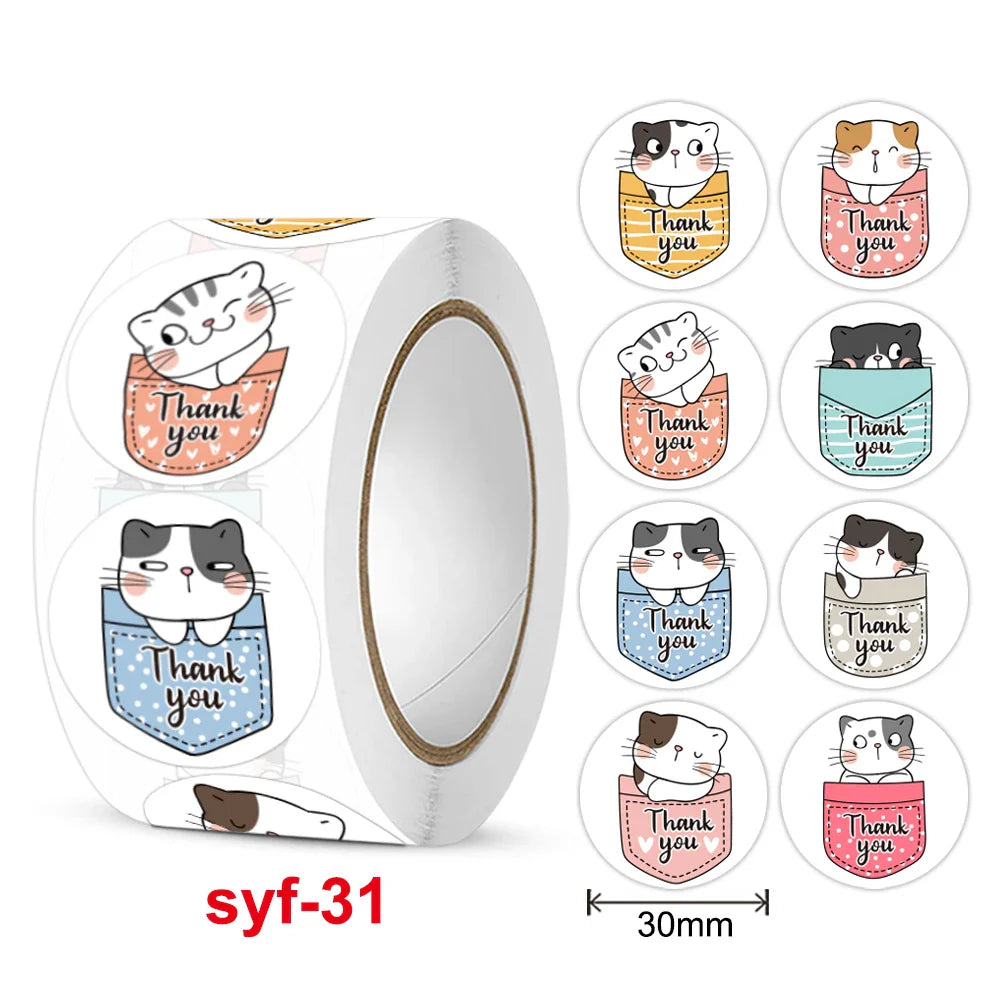 New  Sticker  Dog Cat Kids Reward Sticker Yellow Labels Happy Animal dog   Sticker Kids Toys School Teacher Student Stationery (Online Order Only)