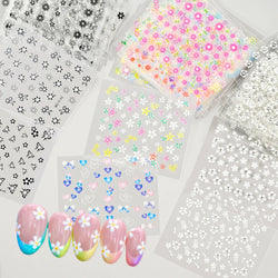 30 Sheets Cherry Blossom Nail Art Stickers White Flower Self-Adhesive Nail Decals with Assorted Floral Patterns for Manicuring * (Online Order Only)