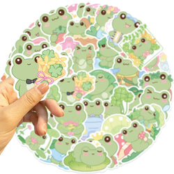 50Pcs Energetic Frog Stickers Waterproof Cute Animals Sticker Scrapbooking Skateboard Luggage Water Bottle Decals (ONLINE ORDER ONLY)