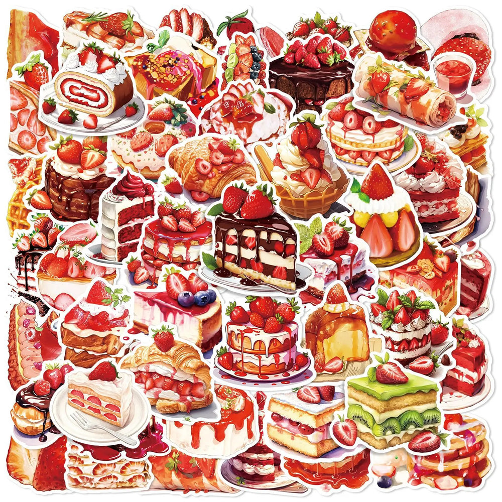 50Pcs Pink Cake Dessert Stickers for Helmet, Wall, DIY Decoration (ONLINE ORDER ONLY)