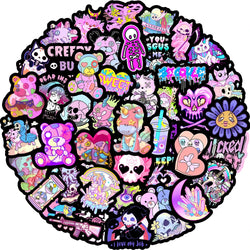 10/30/50pcs Cute Dark Horror Gothic Halloween Cartoon Stickers Aesthetic Decal Luggage Skateboard Car Laptop Waterproof Sticker (ONLINE ORDER ONLY)