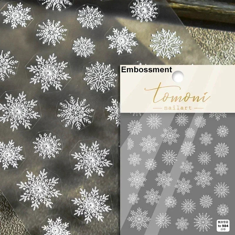 Black White Christmas Tree Snowflake Bowknot Snowman Socks Star Santa Hat Deer Rhinestone Winter Nail Art Sticker Manicure Decal (Online Order Only)