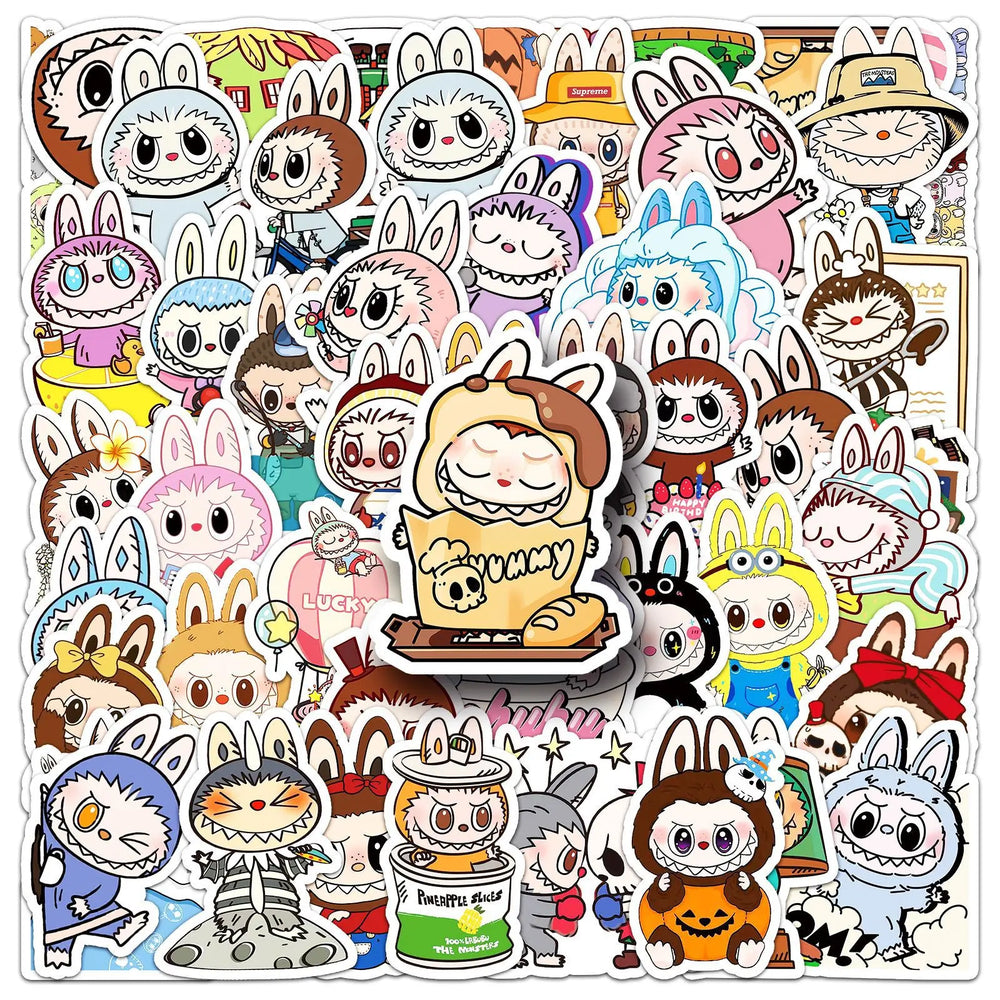 Cartoon Labubu Graffiti Stickers PVC Waterproof Skateboard Notebook Toy (ONLINE ORDER ONLY)