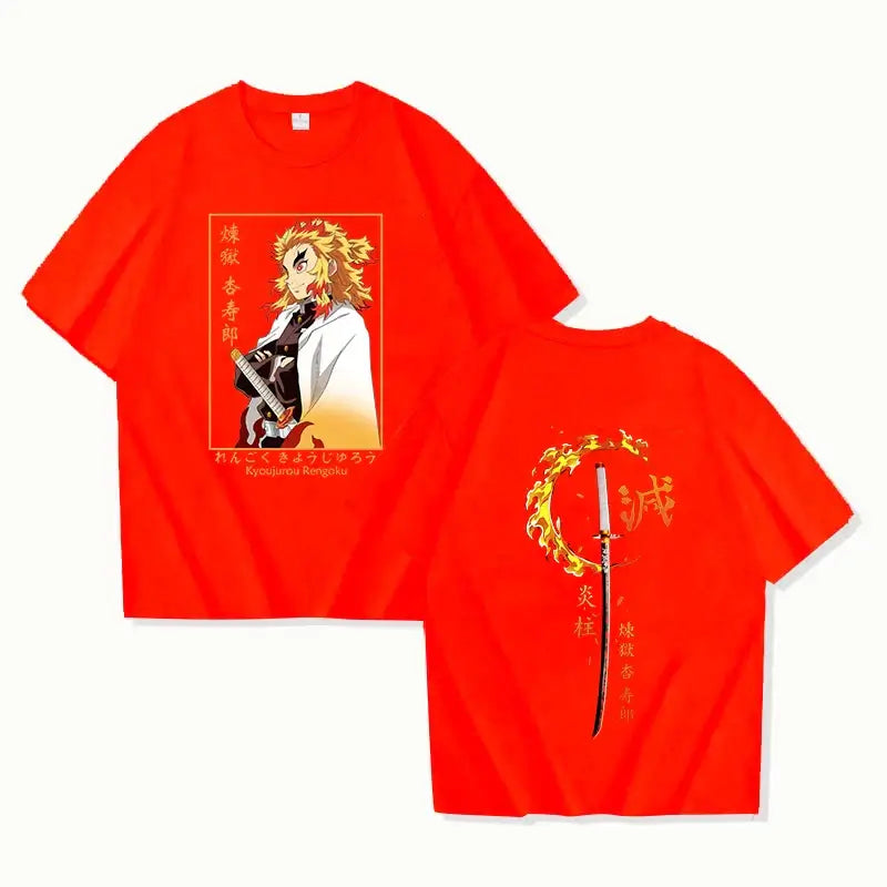 Rengoku Kyoujurou Printed Tee Shirt Demon Slayer (ONLINE ORDER ONLY)