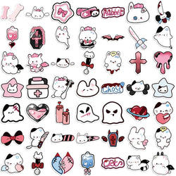 50Pcs Cute Funny Rabbit Animals Stickers Kawaii Cartoon Decals Skateboard Notebook Luggage Phone Car Sticker Toy (Online Order Only)