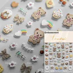 Bear Star Bowknot  Duck Cherry House Mini Flower Butterfly Line Bow Tie Apple Gird Cute Chic Nail Art Stickers Manicure Decals (ONLINE ORDER ONLY)