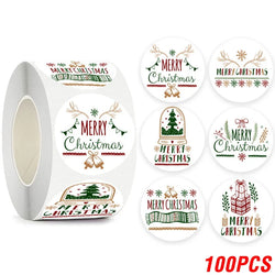 100-500pcs Merry Christmas Stickers 1Inch Santa Merry Tree Festival Sticker For Gift Package Seal Labels Wedding Decoration (ONLINE ORDER ONLY)