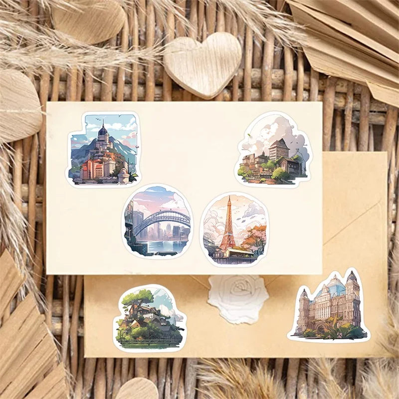 10/30/50PCS Cartoon Scenery PVC Sticker Aesthetic Korean Children's Decoration Scrapbooking Stationery School Supplies for Kid (ONLINE ORDER ONLY)