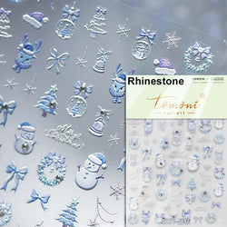 Dressy Embossment Colorful Gradient Snowflakes Laser Silver Christmas Tree Winter Bowknot Santa Nail Art Stickers Manicure Decal (Online Order Only)