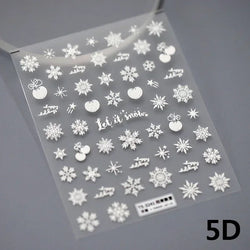 Bronzing Jelly Laser Snowflake Christmas Hot 5D Soft Embossed Relief Self Adhesive Nail Art Decoration Sticker 3D Manicure Decal (ONLINE ORDER ONLY)