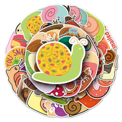50Pcs Snail Cartoon Waterproof Vinyl Stickers for Skateboard Snowboard (ONLINE ORDER ONLY)