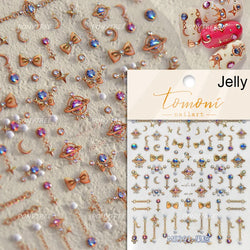 Retro Glass Geometry Glaze Rectangle Round Rose Camellia Adhesive Nail Art Stickers Frame Gemstone Charm Noble Manicure Decals (ONLINE ORDER ONLY)