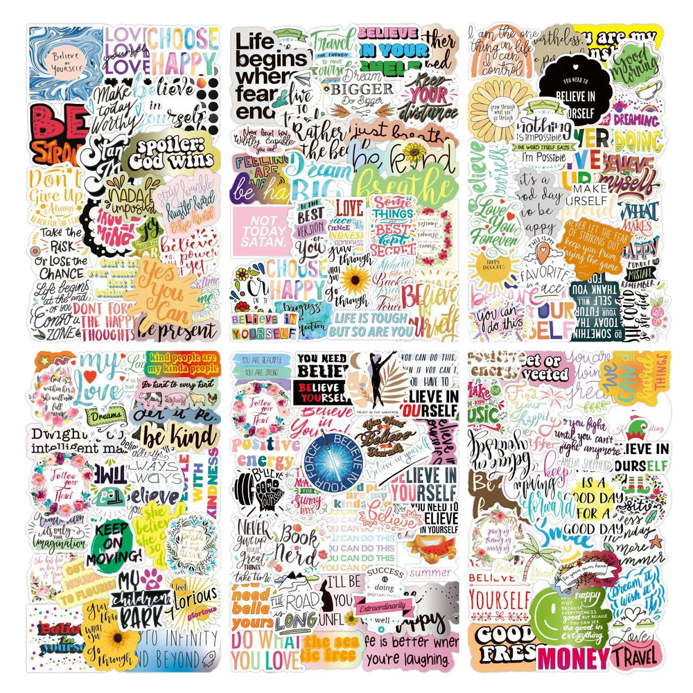 50pcs Inspirational Graffiti Stickers Waterproof Decorative for Luggage Laptop Phone (ONLINE ORDER ONLY)