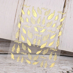 Gold Silver Wing Nail Art Stickers 3D Metal Chain Heart Love Sun Moon Star Gel Polish Adhesive Manicure Slider Decor Accessories (ONLINE ORDER ONLY)