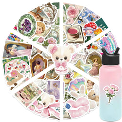 50Pcs Mystery Labels Stickers Retro DIY Aesthetics Waterproof Decals For Suitcase Scrapbooking Laptop Sticker (Online Order Only)