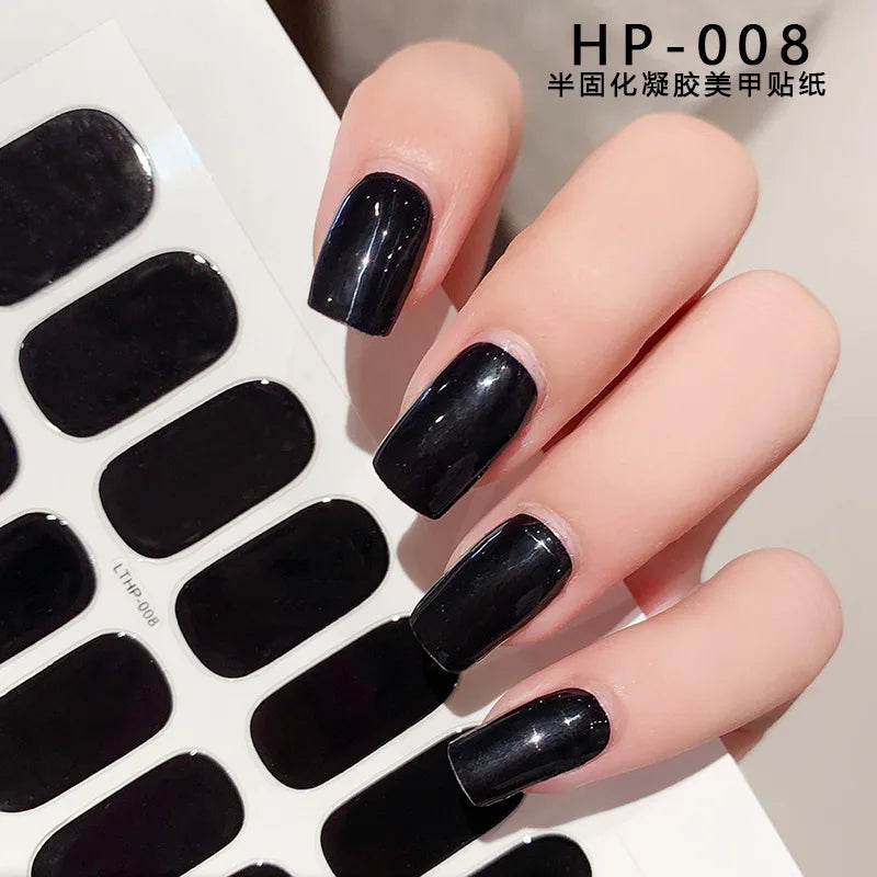 Nude Pink French Semi-Cured Gel Nail Patch Slider Adhesive Waterproof Long Lasting Full Cover Gel Nail Sticker UV Lamp Needed *^ (ONLINE ORDER ONLY)