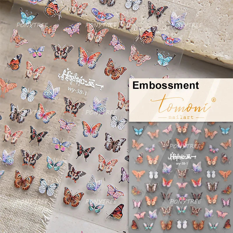 Colourful Butterfly Delicate Anmials Adhesive Nail Art Stickers Dreamy Winter Snowflake Rhinestone Manicure Decals Nail Supplies (ONLINE ORDER ONLY)