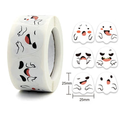 100-500pcs Halloween Sticker Ghost Labels Gift Candy Bags Seal Stickers Halloween DIY Package Paper Sticker Party Decoration (Online Order Only)