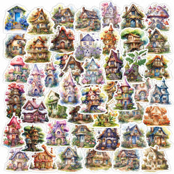 Retro Flower House Aesthetic Stickers - 10/30/50pcs Kawaii Decals for Notebook, Laptop, Suitcase, Phone (Online Order Only)