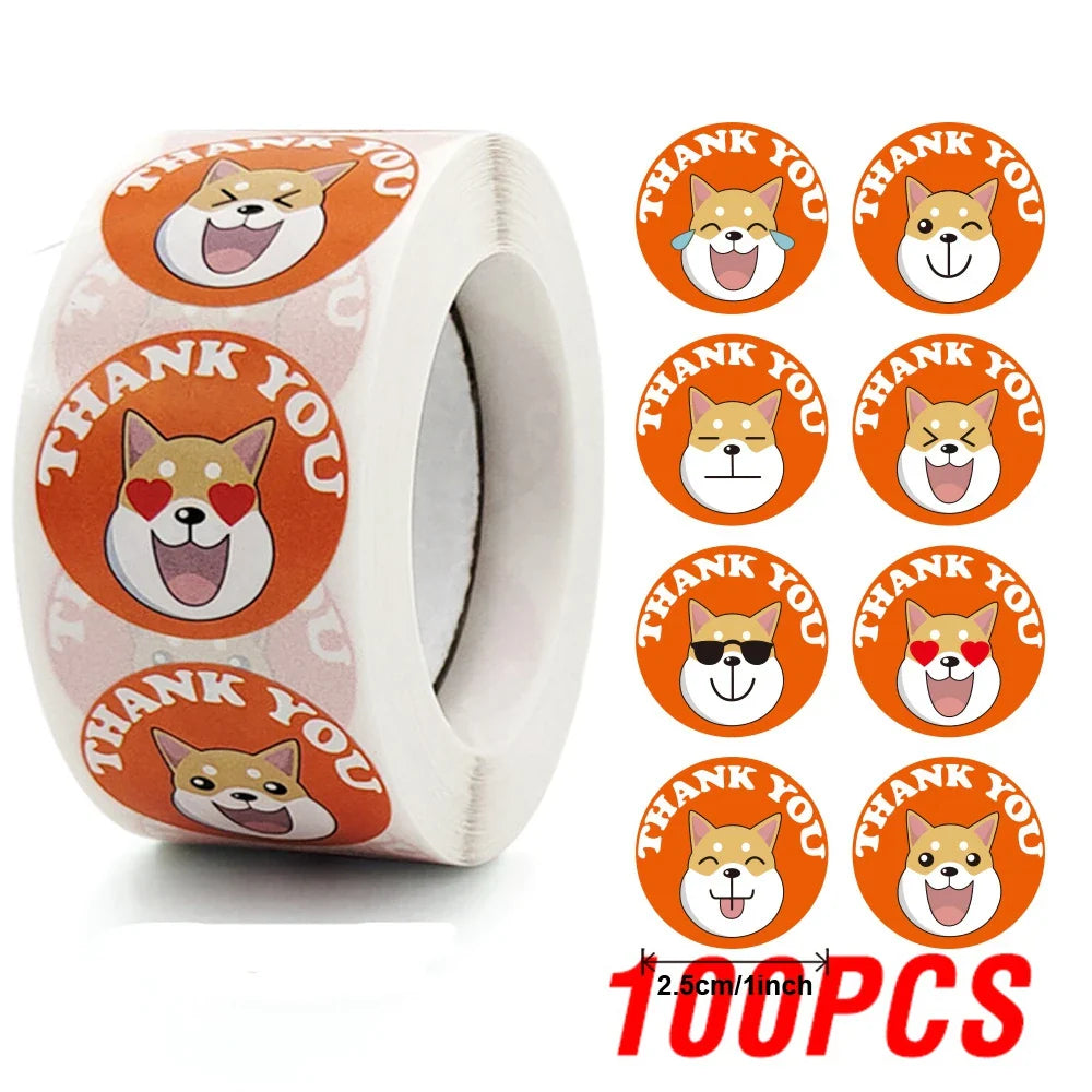 100-500pcs Thank You Cats Stickers For Kids Reward Stickers Thanksgiving Labels Toys 6 Beautiful Designs Stationery stickers (ONLINE ORDER ONLY)