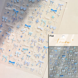 Purple Gold Silver Bowknot Cherry Fruit Cute Ribbon Tie Line Delicate 3D Adhesive Nail Art Stickers Manicure Decals Wholesale (Online Order Only)
