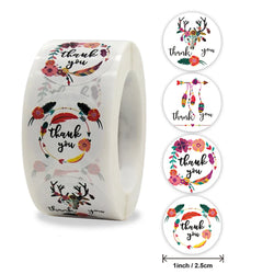 500pcs/roll Thank You Stickers Flower Pattern Party Wedding Decoration Gift Envelope Seal Labels Scrapbooking Stickers (ONLINE ORDER ONLY)