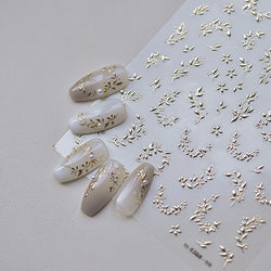 Hot Stamping Silver Rose Gold Tender Leaf Branches Flower Slash Leaves Maple Leaves Ginkgo Plant Flower Nail Art Stickers Decals (ONLINE ORDER ONLY)