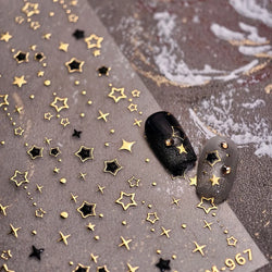 Hollow Out Black Gold Star Starburst Round Dot Night-time Tiny Spot Self Adhesive Nail Art Stickers Manicure Decals Wholesale (ONLINE ORDER ONLY)