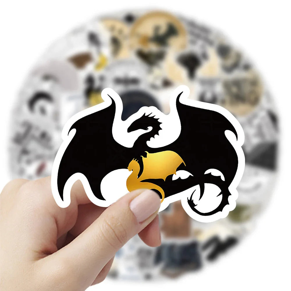 10/30/50/100pcs Cool Novel Fourth Wing Stickers Anime Decals Skateboard Laptop Motorcycle Phone Helmet Waterproof Sticker Toys (Online Order Only)