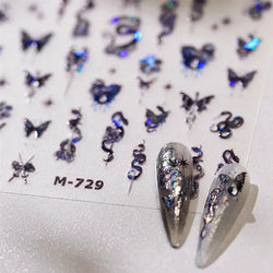 Dark Sword Coiled Snake Cross Butterfly Wing Starburst Starlight Gothic Reptile Animals Nail Art Sticker Festival Manicure Decal (ONLINE ORDER ONLY)