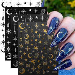 4pcs Roman Letter Design Nail Stickers Golden/Silvery/Black/White Alphabet Design Self Adhesive Decal English Words DIY Manicure (Online Order Only)